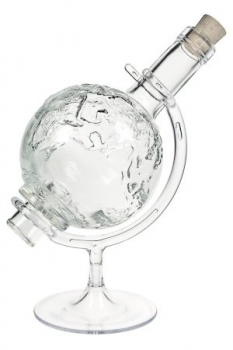Weltkugel/Globus 500ml Glas, inkl. Plexiglas-Halterung, Mündung 19mm, Lieferung ohne Verschluss, bei Bedarf bitte separat bestellen!